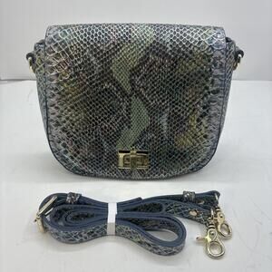 Brahmin Sonny Opal Moonstone Seville Leather Crossbody Satchel Bag Snake Print